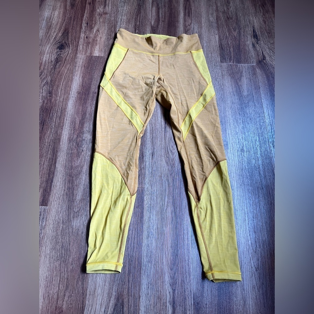 Lululemon early extension high rise leggings in honey lemon heathered W Sz 10